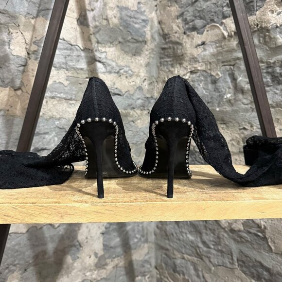 Alexander Wang Black Lyra Over the Knee Lace Studded Boots - Picture 10 of 15